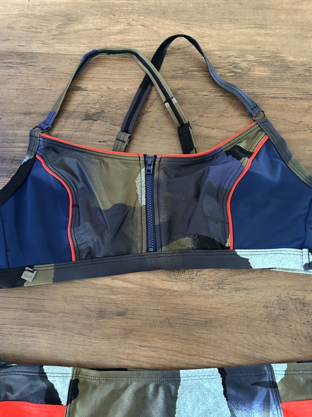 Lole Dauphinee bikini Sporty  Set in Navy, Olive & Red Accents - Picture 5 of 9